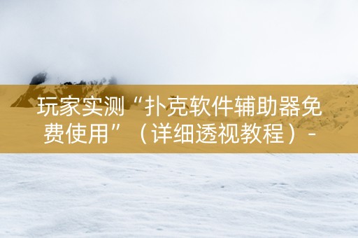 玩家实测“扑克软件辅助器免费使用”（详细透视教程）-哔哩哔哩