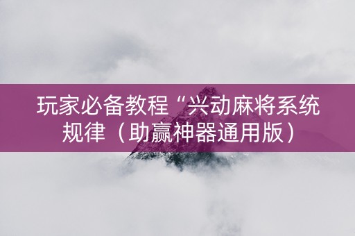 玩家必备教程“兴动麻将系统规律（助赢神器通用版）