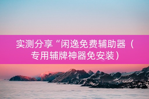 实测分享“闲逸免费辅助器（专用辅牌神器免安装）