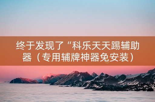 终于发现了“科乐天天踢辅助器（专用辅牌神器免安装）