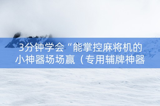 3分钟学会“能掌控麻将机的小神器场场赢（专用辅牌神器免安装）