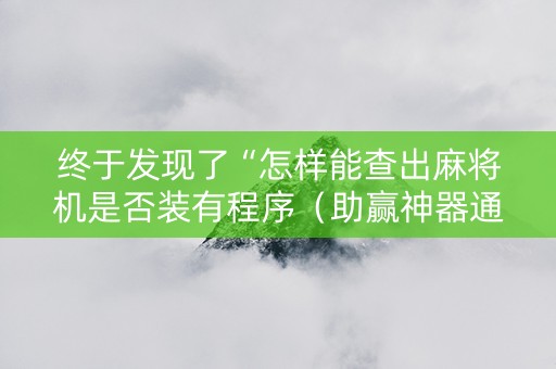 终于发现了“怎样能查出麻将机是否装有程序（助赢神器通用版）