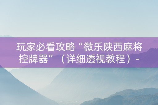 玩家必看攻略“微乐陕西麻将控牌器”（详细透视教程）-哔哩哔哩