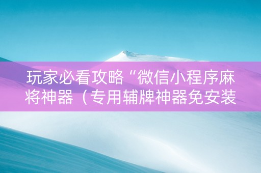 玩家必看攻略“微信小程序麻将神器（专用辅牌神器免安装）
