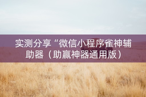 实测分享“微信小程序雀神辅助器（助赢神器通用版）