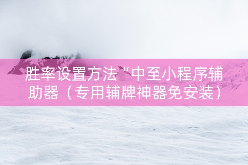 胜率设置方法“中至小程序辅助器（专用辅牌神器免安装）