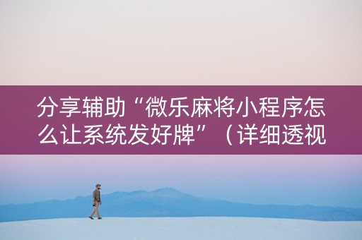分享辅助“微乐麻将小程序怎么让系统发好牌”（详细透视教程）-哔哩哔哩