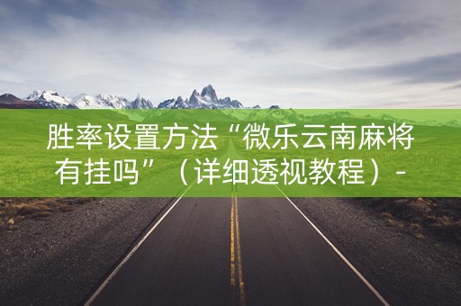 胜率设置方法“微乐云南麻将有挂吗”（详细透视教程）-哔哩哔哩