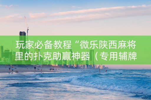 玩家必备教程“微乐陕西麻将里的扑克助赢神器（专用辅牌神器免安装）