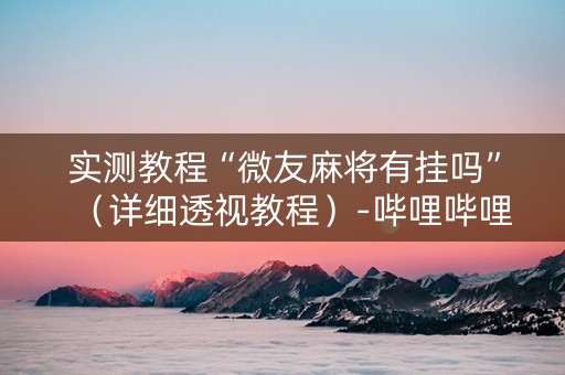 实测教程“微友麻将有挂吗”（详细透视教程）-哔哩哔哩