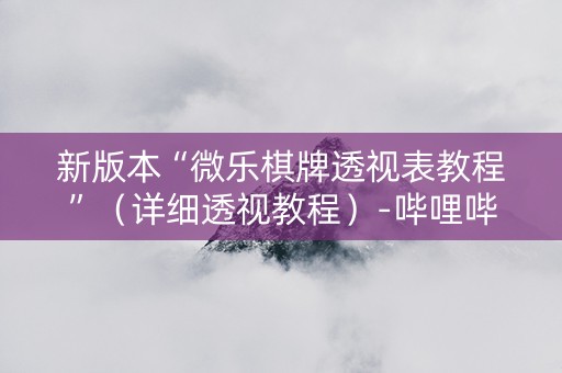 新版本“微乐棋牌透视表教程”（详细透视教程）-哔哩哔哩
