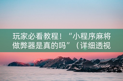 玩家必看教程！“小程序麻将做弊器是真的吗”（详细透视教程）-哔哩哔哩