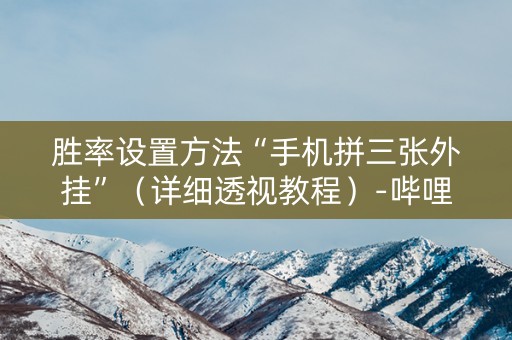 胜率设置方法“手机拼三张外挂”（详细透视教程）-哔哩哔哩