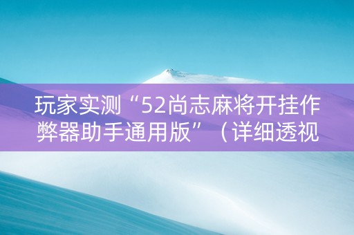 玩家实测“52尚志麻将开挂作弊器助手通用版”（详细透视教程）-哔哩哔哩
