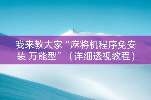 我来教大家“麻将机程序免安装 万能型”（详细透视教程）-哔哩哔哩