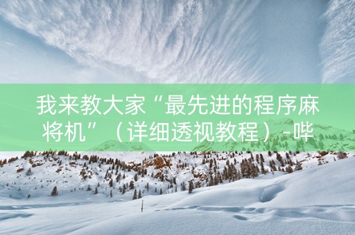 我来教大家“最先进的程序麻将机”（详细透视教程）-哔哩哔哩
