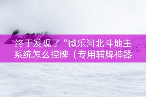 终于发现了“微乐河北斗地主系统怎么控牌（专用辅牌神器免安装）