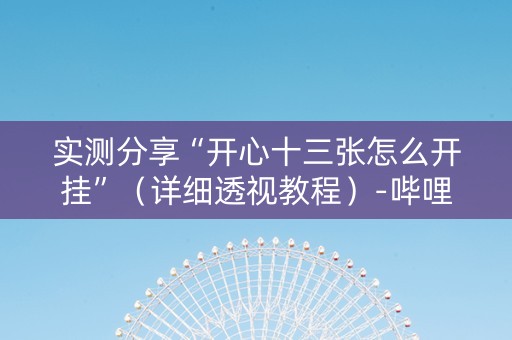 实测分享“开心十三张怎么开挂”（详细透视教程）-哔哩哔哩