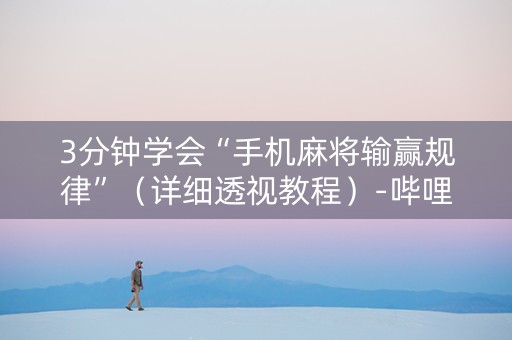 3分钟学会“手机麻将输赢规律”（详细透视教程）-哔哩哔哩