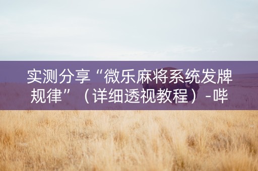 实测分享“微乐麻将系统发牌规律”（详细透视教程）-哔哩哔哩