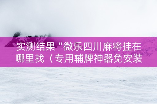 实测结果“微乐四川麻将挂在哪里找（专用辅牌神器免安装）