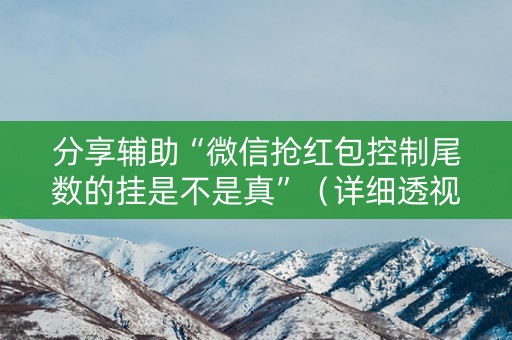 分享辅助“微信抢红包控制尾数的挂是不是真”（详细透视教程）-哔哩哔哩