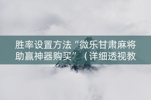 胜率设置方法“微乐甘肃麻将助赢神器购买”（详细透视教程）-哔哩哔哩