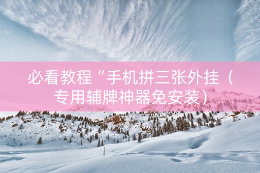 必看教程“手机拼三张外挂（专用辅牌神器免安装）