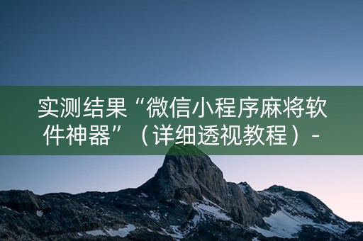 实测结果“微信小程序麻将软件神器”（详细透视教程）-哔哩哔哩