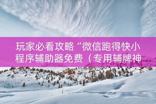 玩家必看攻略“微信跑得快小程序辅助器免费（专用辅牌神器免安装）
