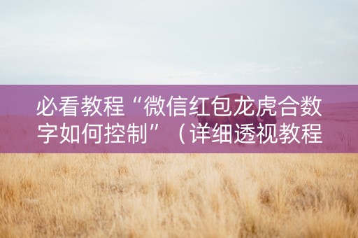 必看教程“微信红包龙虎合数字如何控制”（详细透视教程）-哔哩哔哩