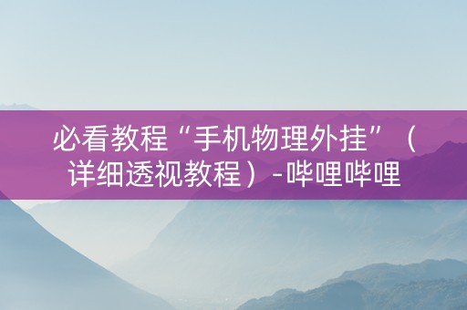 必看教程“手机物理外挂”（详细透视教程）-哔哩哔哩