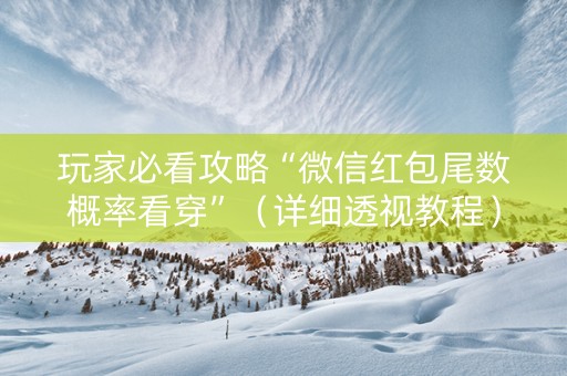 玩家必看攻略“微信红包尾数概率看穿”（详细透视教程）-哔哩哔哩