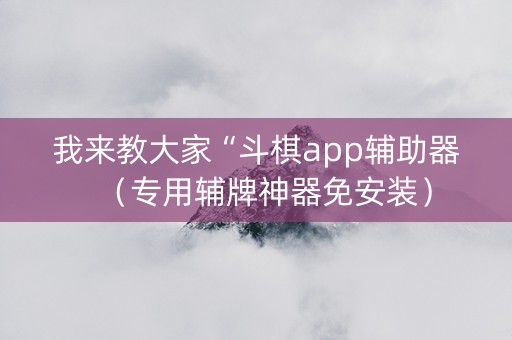我来教大家“斗棋app辅助器（专用辅牌神器免安装）