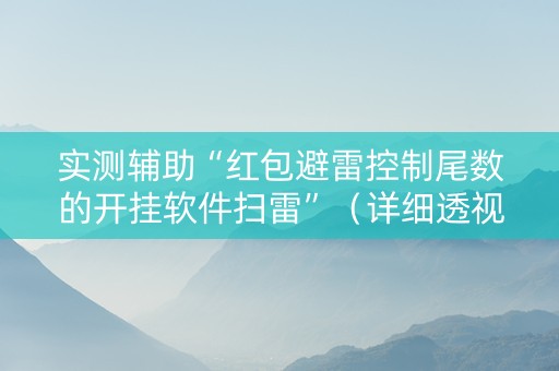 实测辅助“红包避雷控制尾数的开挂软件扫雷”（详细透视教程）-哔哩哔哩