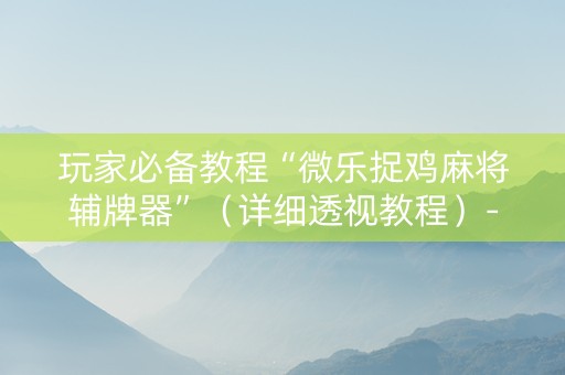 玩家必备教程“微乐捉鸡麻将辅牌器”（详细透视教程）-哔哩哔哩