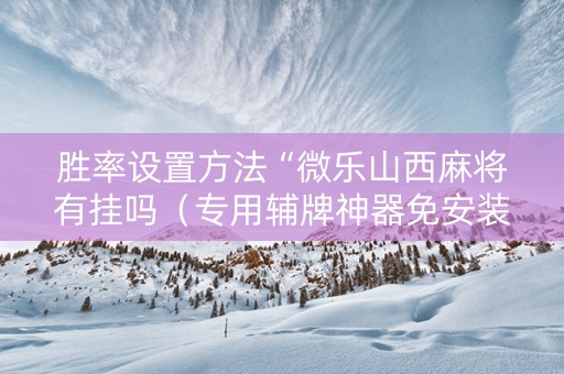 胜率设置方法“微乐山西麻将有挂吗（专用辅牌神器免安装）