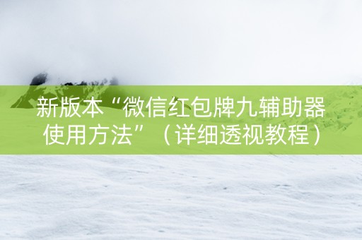 新版本“微信红包牌九辅助器使用方法”（详细透视教程）-哔哩哔哩