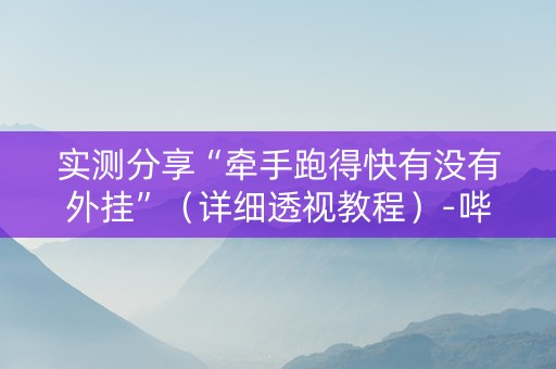 实测分享“牵手跑得快有没有外挂”（详细透视教程）-哔哩哔哩