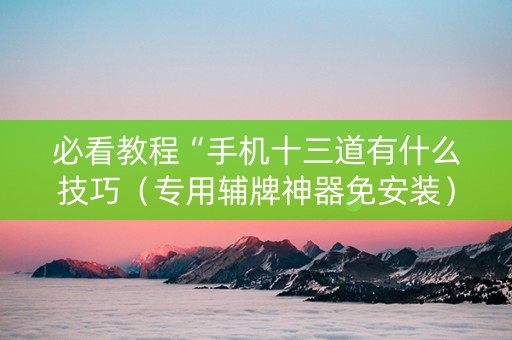 必看教程“手机十三道有什么技巧（专用辅牌神器免安装）