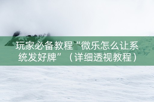 玩家必备教程“微乐怎么让系统发好牌”（详细透视教程）-哔哩哔哩