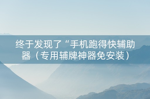 终于发现了“手机跑得快辅助器（专用辅牌神器免安装）