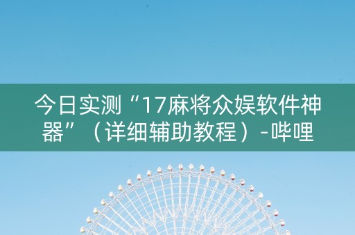 今日实测“17麻将众娱软件神器”（详细辅助教程）-哔哩哔哩