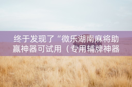 终于发现了“微乐湖南麻将助赢神器可试用（专用辅牌神器免安装）