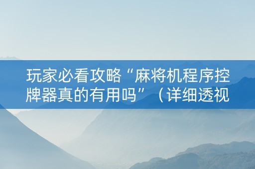 玩家必看攻略“麻将机程序控牌器真的有用吗”（详细透视教程）-哔哩哔哩