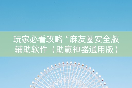 玩家必看攻略“麻友圈安全版辅助软件（助赢神器通用版）