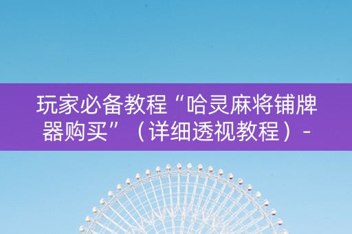 玩家必备教程“哈灵麻将铺牌器购买”（详细透视教程）-哔哩哔哩