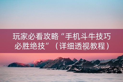 玩家必看攻略“手机斗牛技巧必胜绝技”（详细透视教程）-哔哩哔哩