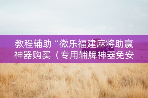 教程辅助“微乐福建麻将助赢神器购买（专用辅牌神器免安装）