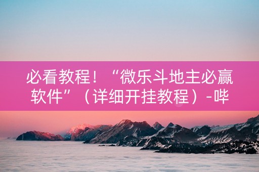 必看教程！“微乐斗地主必赢软件”（详细开挂教程）-哔哩哔哩